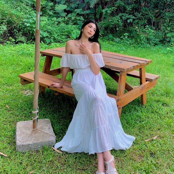 ALANTINO White Off the shoulder dress - Picture 1 of 4